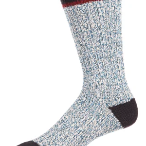 Men's Tipped Ribbed Textured Cotton Blend Boot Sock