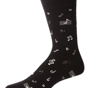 Men's "Musical Notes" Cashmere Blend Novelty Crew Sock