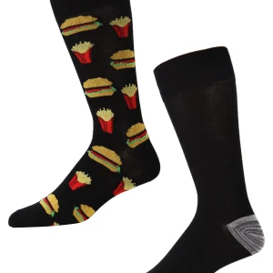 Men's 2 Pair Pack Burger and Fries Bamboo Blend Crew Socks