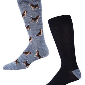 Men's 2 Pair Pack Beagle Dog Bamboo Blend Crew Socks