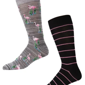 Men's 2 Pair Pack Flamingo Bamboo Blend Crew Socks
