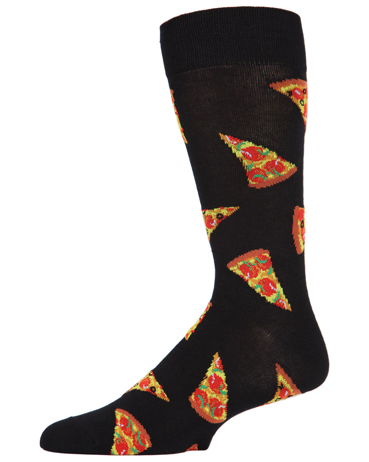 2 Pair Men's Pizza-Themed and Striped Rayon-Blend Novelty Crew Socks – Image 3