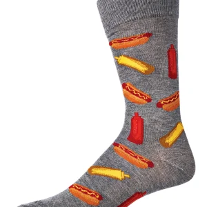 Men's Tasty Hot Dogs Bamboo Blend Novelty Crew Sock