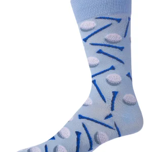 Men's "Golf Ball and Tee" Rayon from Bamboo Blend Novelty Crew Sock