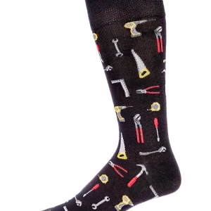 Men's "Tool Bench" Rayon from Bamboo Blend Novelty Crew Sock