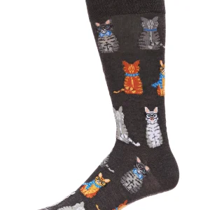 Men's "Cat's Meow" Rayon Blend Novelty Crew Sock