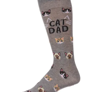 Men's "Cat Dad" Rayon from Bamboo Blend Novelty Crew Sock