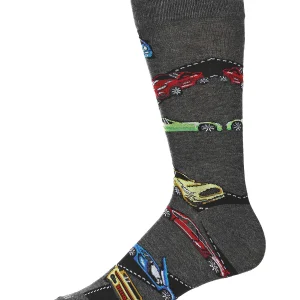 Men's "Cars" Graphics Rayon Blend Novelty Crew Socks
