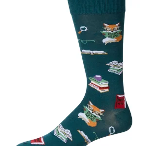 Men's "Book Nerd" Rayon Blend Novelty Crew Sock