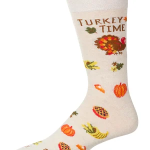 Men's "Turkey Time" Thanksgiving Holiday Novelty Crew Sock