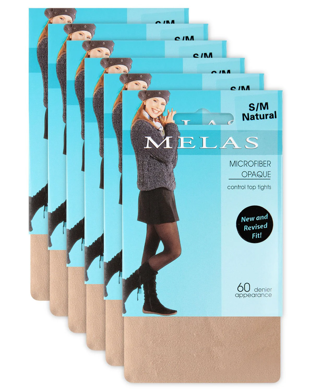 6 Pair Women's Microfiber 60 Denier Control Top Tights – Image 3