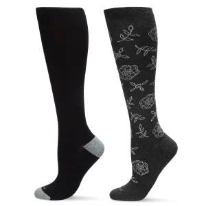 Women's 2 Pair Pack Cotton Blend 15-20 mmHg Graduated Compression Socks