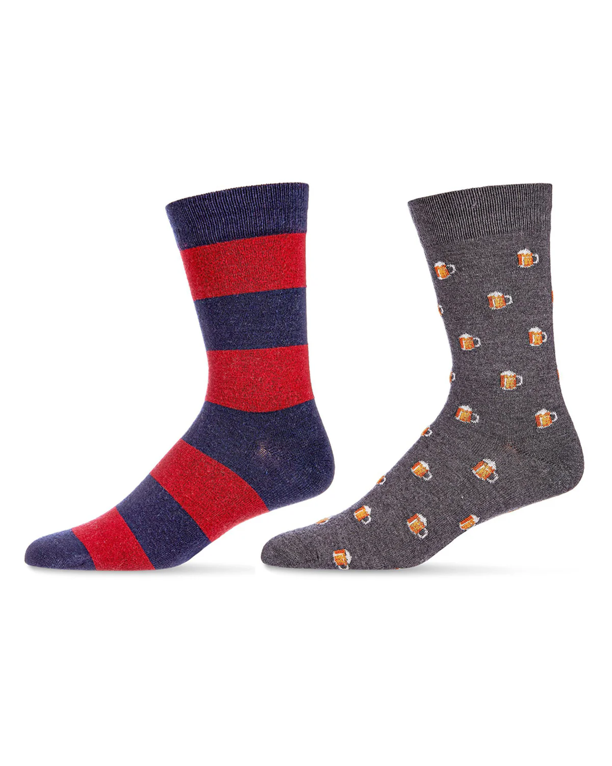 2-Pair Men's Cashmere Blend Assorted Novelty Crew Socks