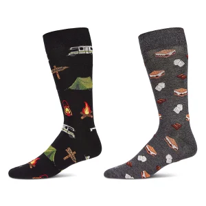 2 Pair Men's Rayon Blend "Food and Drink" Novelty Crew Socks
