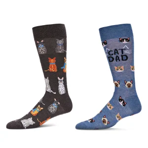 Men's 2 Pair Pack Novelty Animal Crew Socks