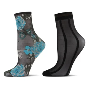 2 Pair Women's Sheer Fashion Ankle Socks