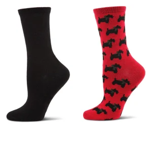 2 Pair Women's Cashmere Blend Fine-Gauge Crew Socks