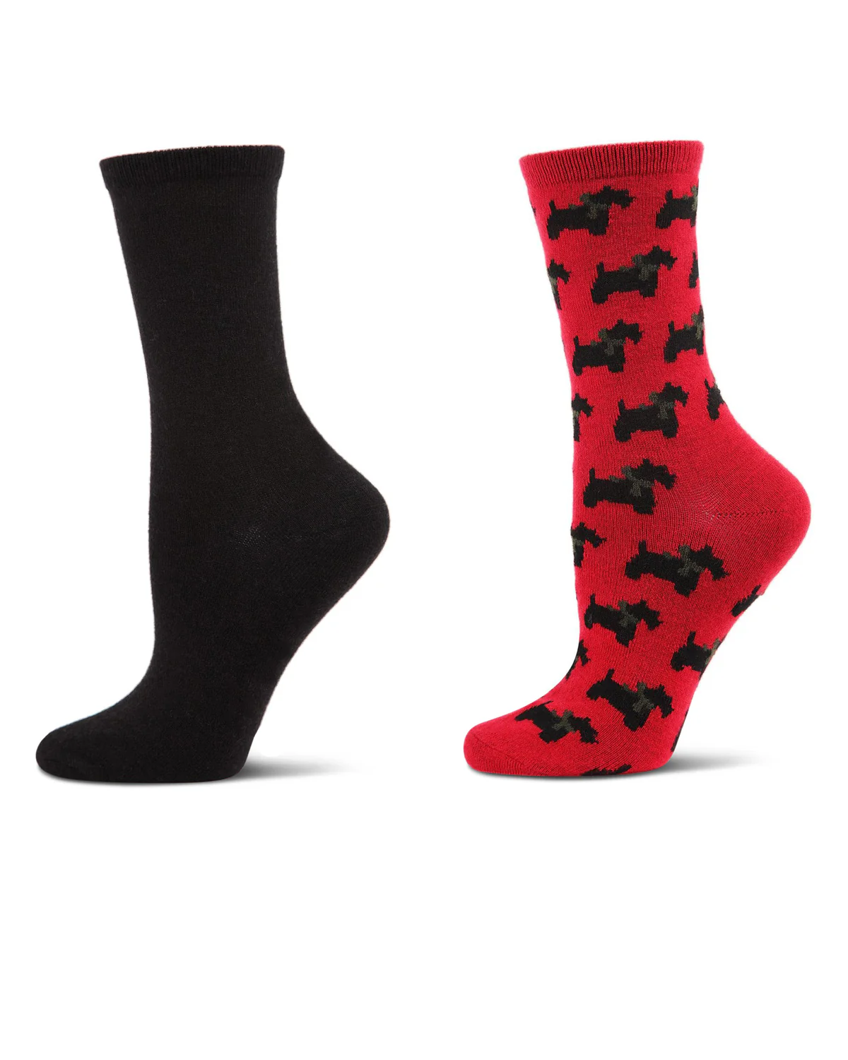 2 Pair Women's Cashmere Blend Fine-Gauge Crew Socks