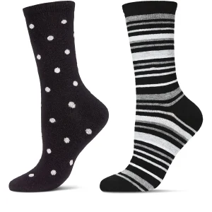 2 Pair Women's Cashmere Blend Novelty Crew Socks