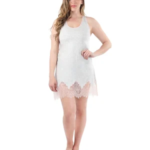 Women's Racerback Lace Trimmed Cotton Blend Chemise