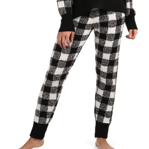 Women's Buffalo Check Soft and Cozy Knit Jogger Pants