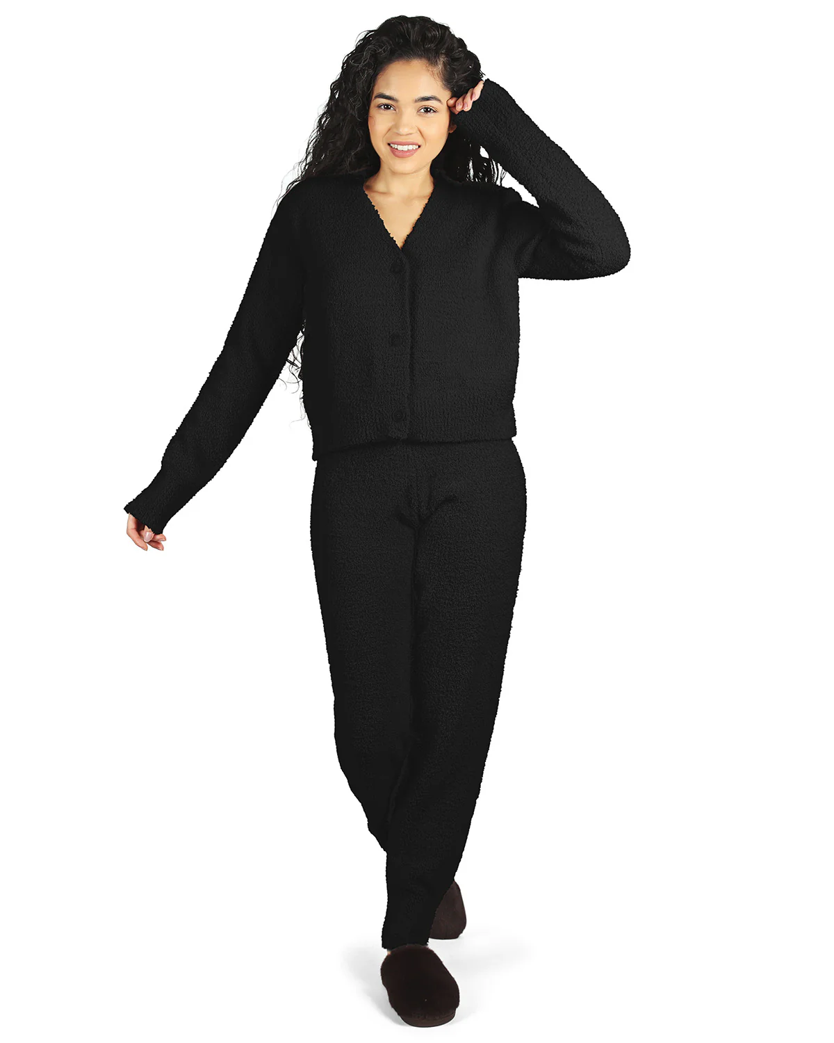 Women's Cozy Knit V-Neck Button-Down Cardigan Sweater – Image 7