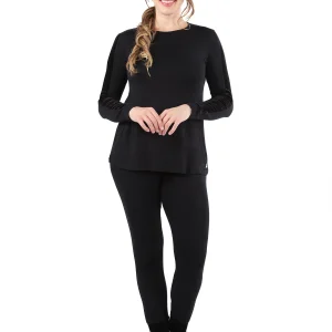 Women's Velvet Racing Stripe Trim Long Sleeve Pajama Set