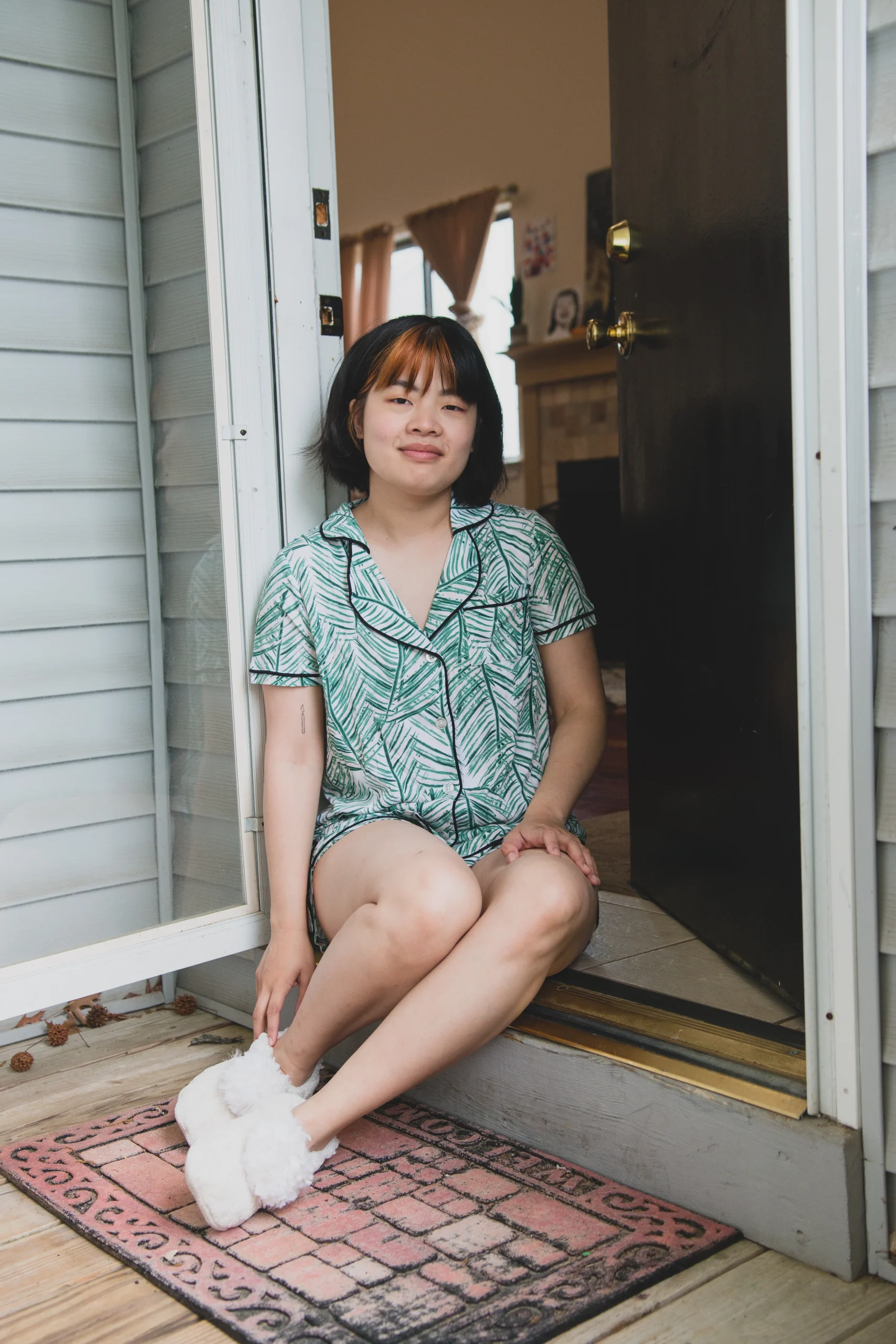 Women's Palm Play Notch Collar Cotton Blend Pajama Set – Image 9