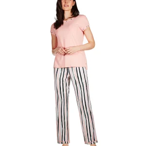 Women's Get Tropical T-Shirt and Striped Pants Pajama Set