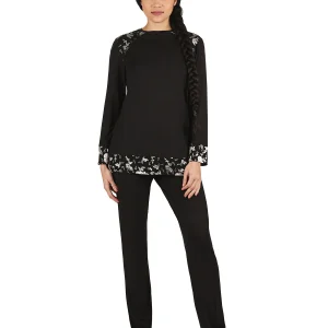 Women's Floral Flocked Ultra-Soft Pajama Set