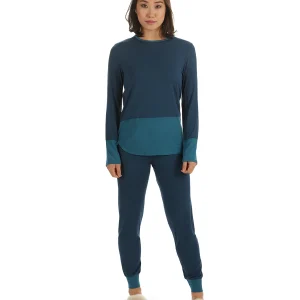 Women's 2 Piece Two Tone Blue and Gray Pajama Set