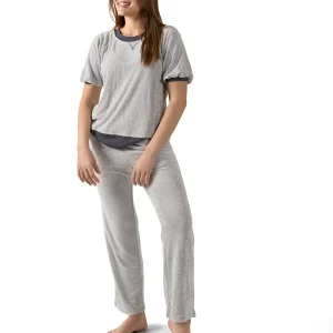 Women's Bamboo-Blend Spa Terry Matching Top and Pants Set