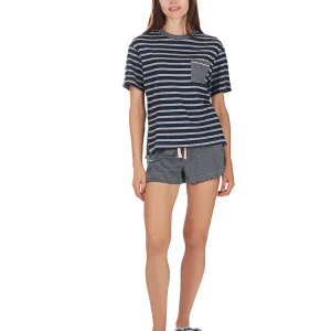 Women's Stripe Tee Cotton Blend Pajama Set
