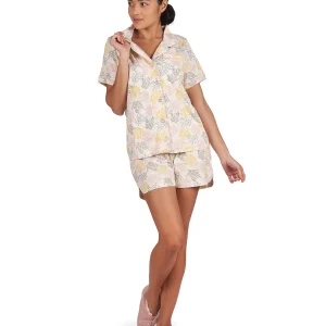 Women's Coral Reef Notch Collar Cotton Blend Pajama Set
