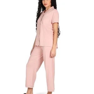 Women's Notch Collar Capri Cotton Blend Pajama Set