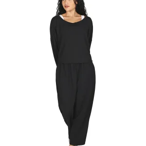 Women's Raw Edge Long Sleeve Shirt and Jogger Pants Set