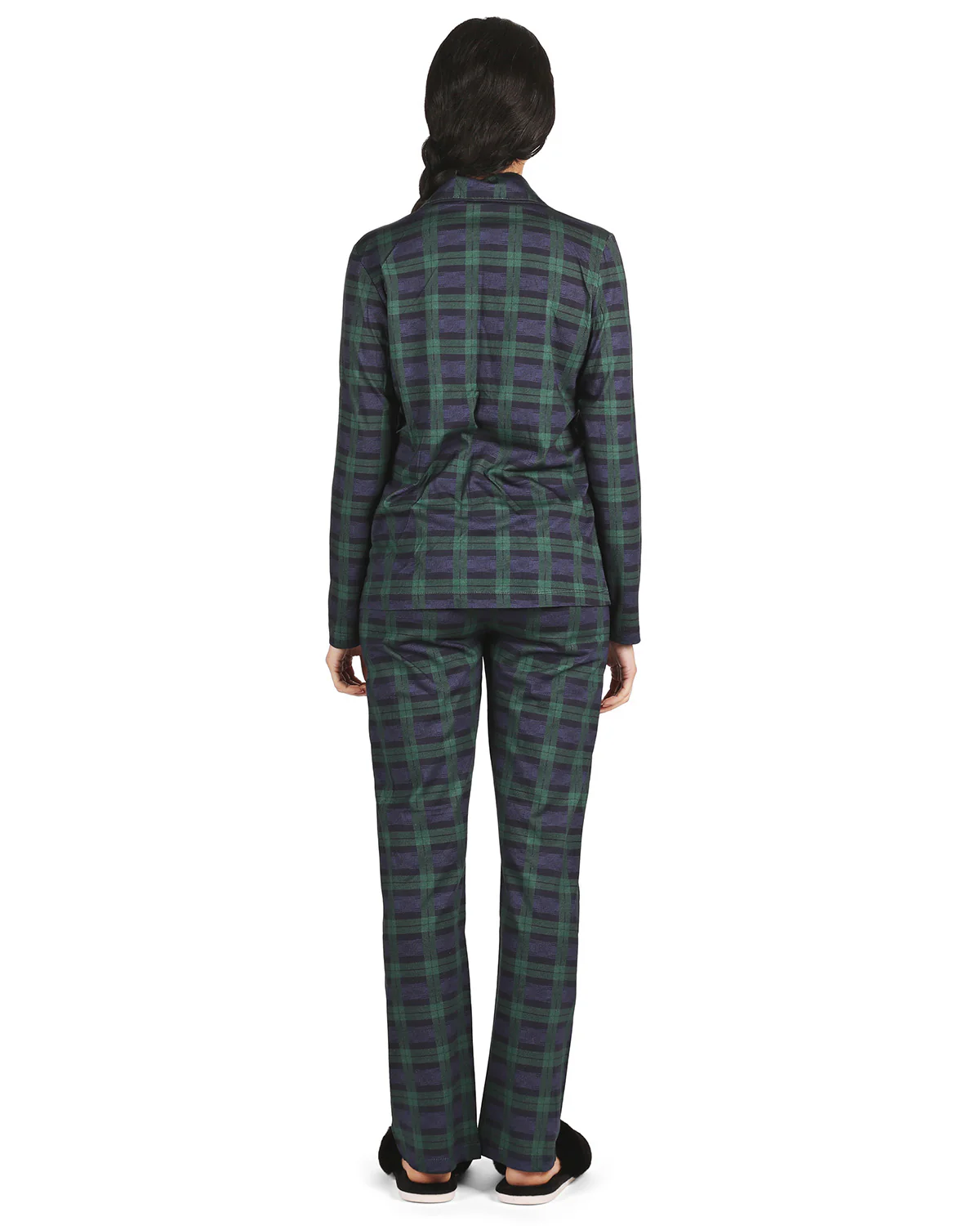 2 Piece Women's Plaid Cotton-Blend Notch-Collar Button-Down Pajama Set In a Bag – Image 6