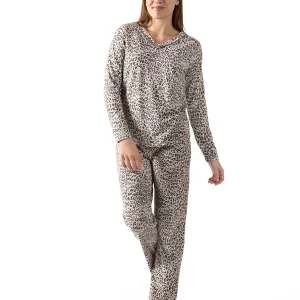 Women's Leopard Print Cotton Blend Pajama Set