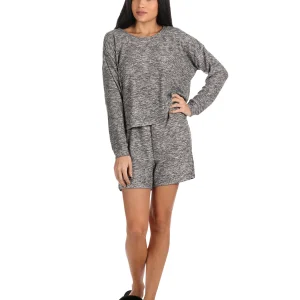 Women's Hacci Matching Short and Long Sleeve Pajama Set