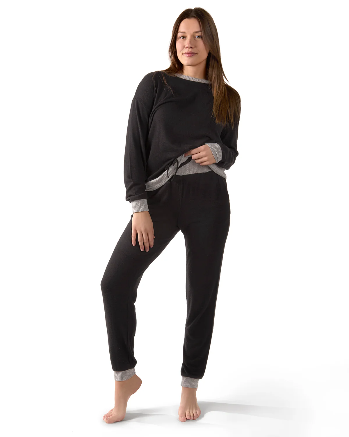 Women's Hacci Matching Pullover Top and Jogger Pants Set – Image 2