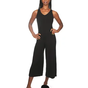 Women's V-Neck Luxe Rib Fitted Capri Style Romper