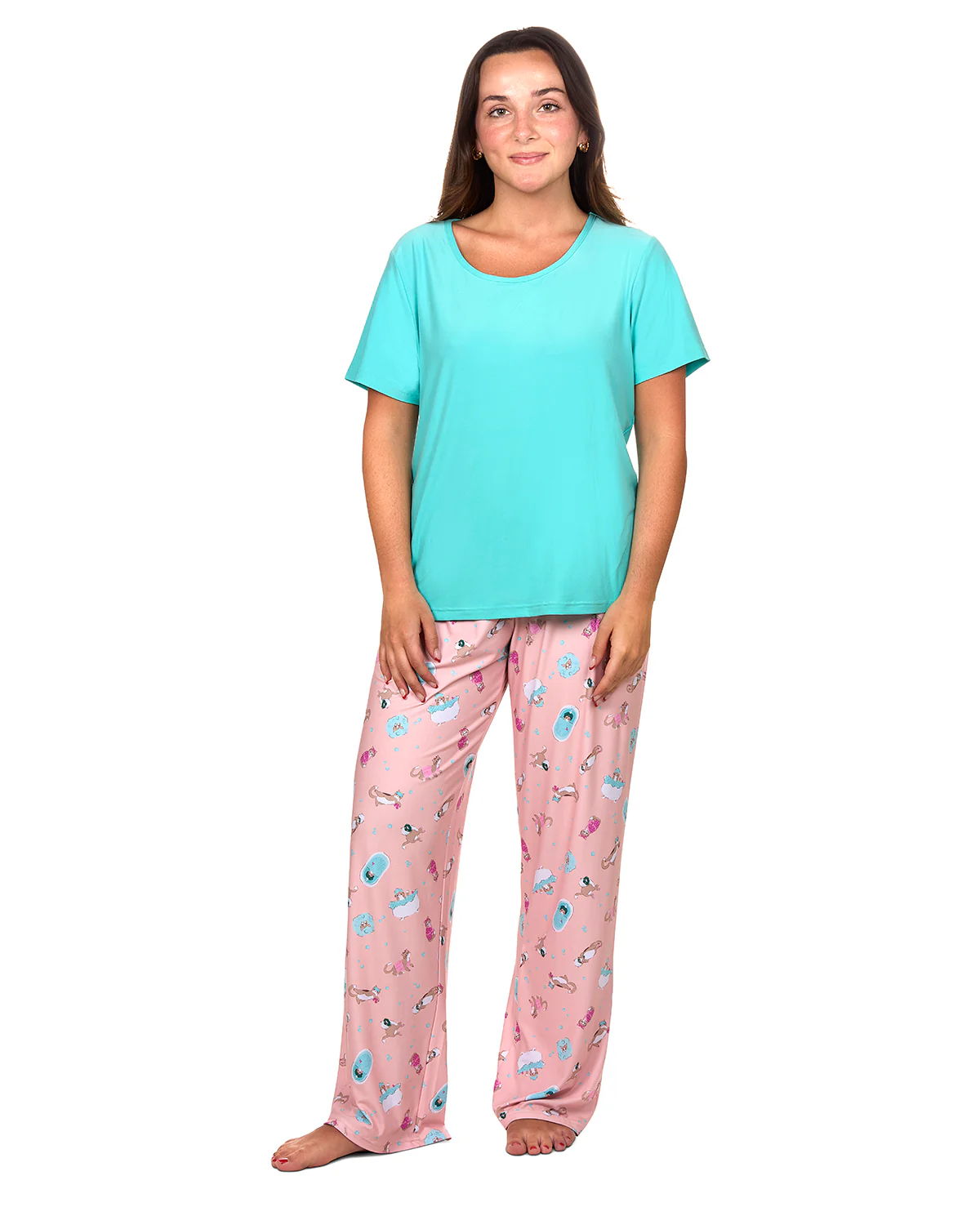 Women's Spa Kitty Two Piece PJ Set In A Bag
