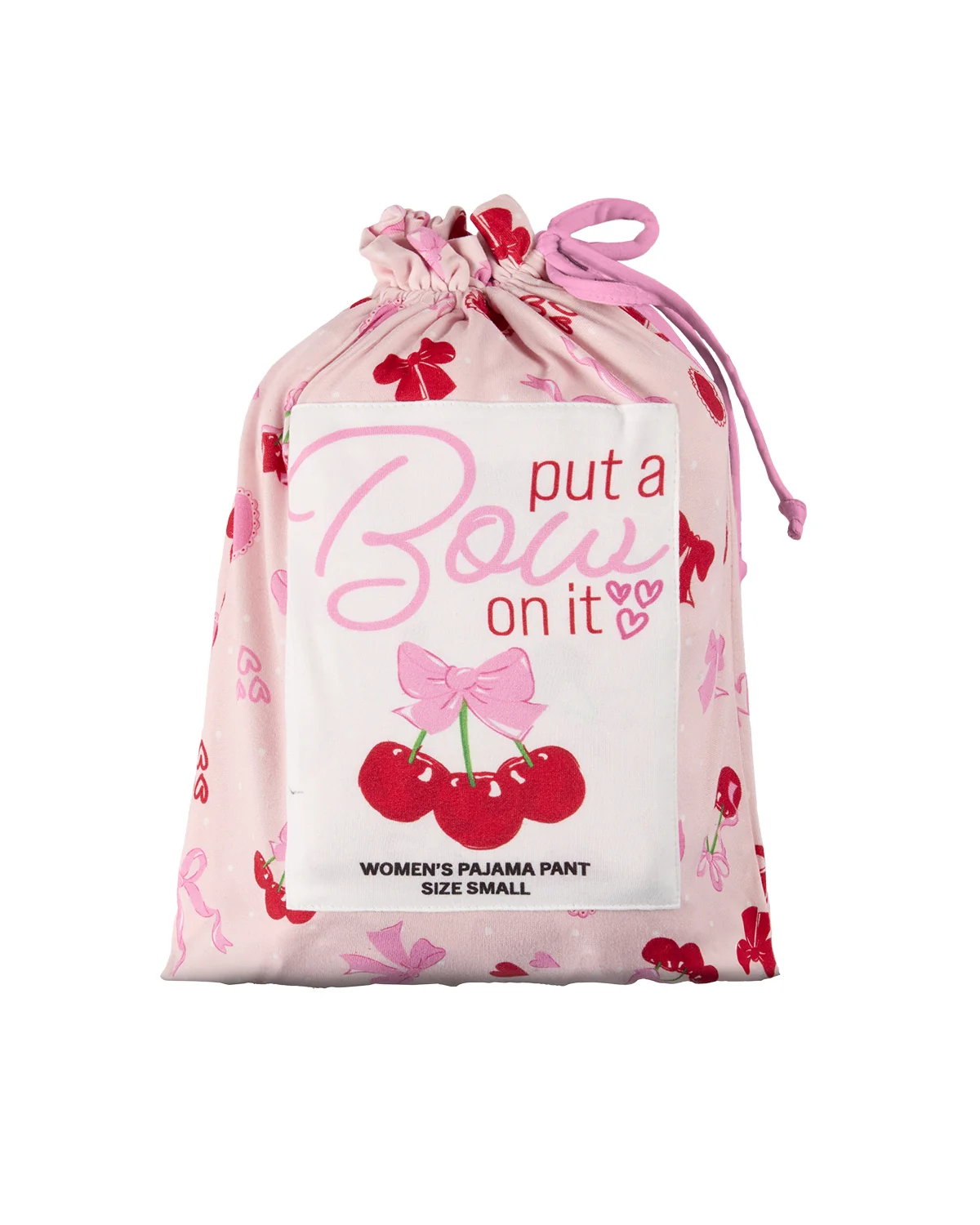 Women's "Cherry & Bows" Pull-On PJ Pant In Bag – Image 3