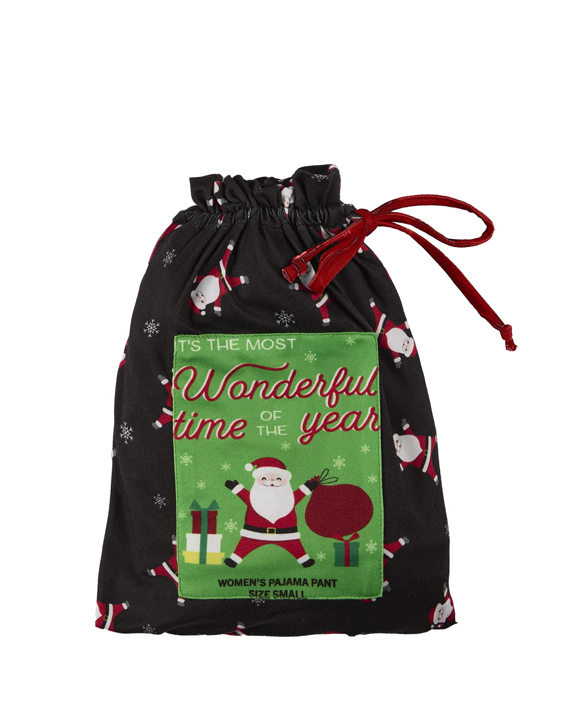 Women's "Tossed Santa" Pull-On PJ in a Bag – Image 3