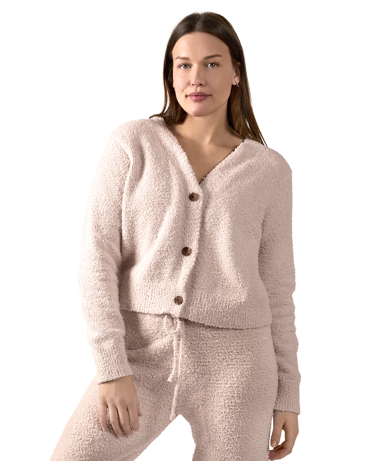 Women's Cozy Knit V-Neck Button-Down Cardigan Sweater – Image 2