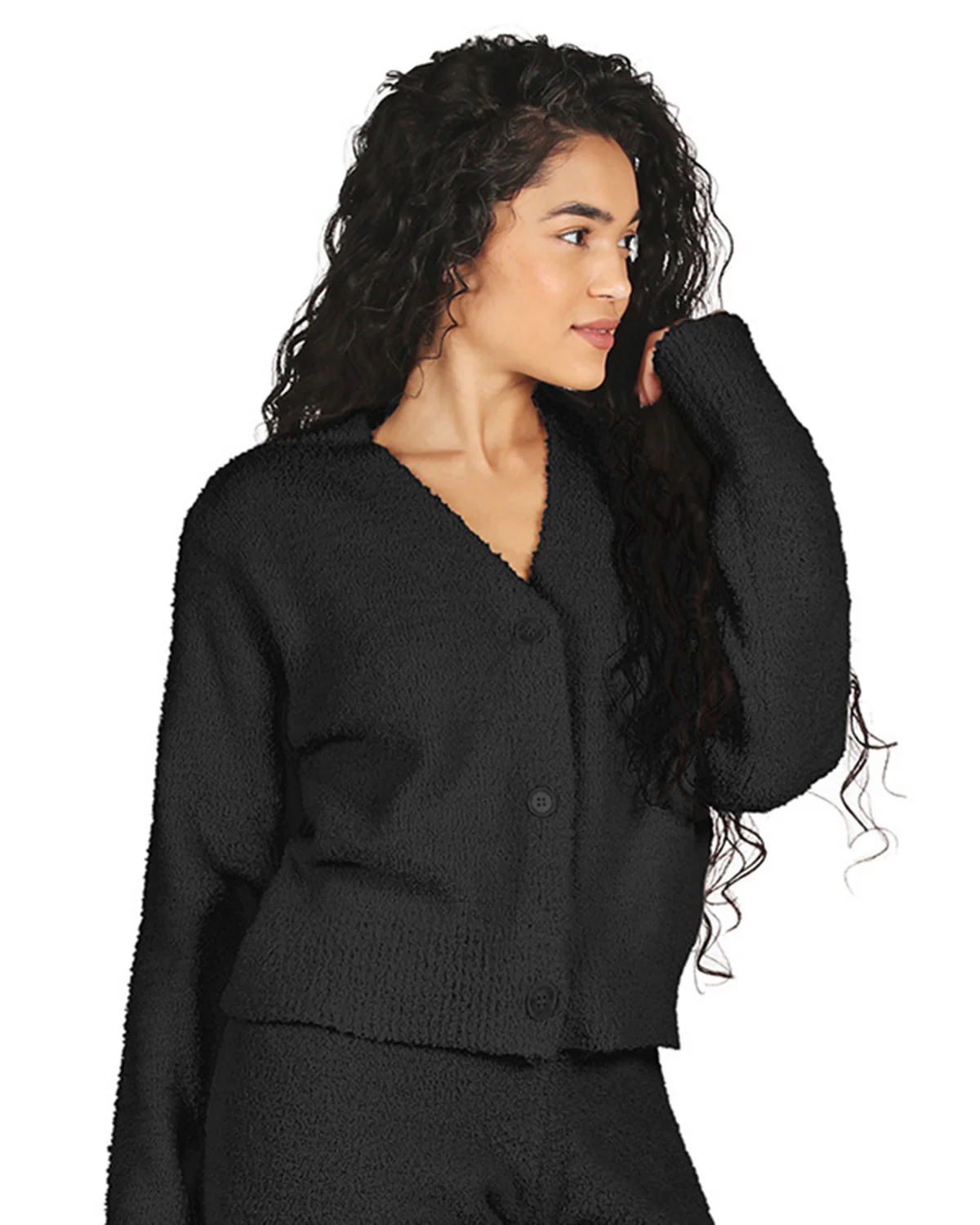 Women's Cozy Knit V-Neck Button-Down Cardigan Sweater – Image 5