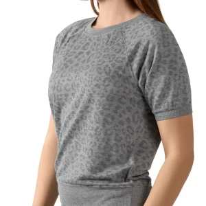 Women's Terry Lounge Leopard Print Short Sleeve Sweatshirt