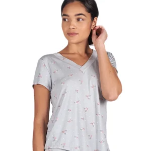 Women's Ditsy Floral Bamboo Blend Short Sleeve Top