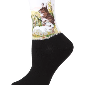 Women's Rabbit Limited Edition Art Cotton Blend Crew Sock
