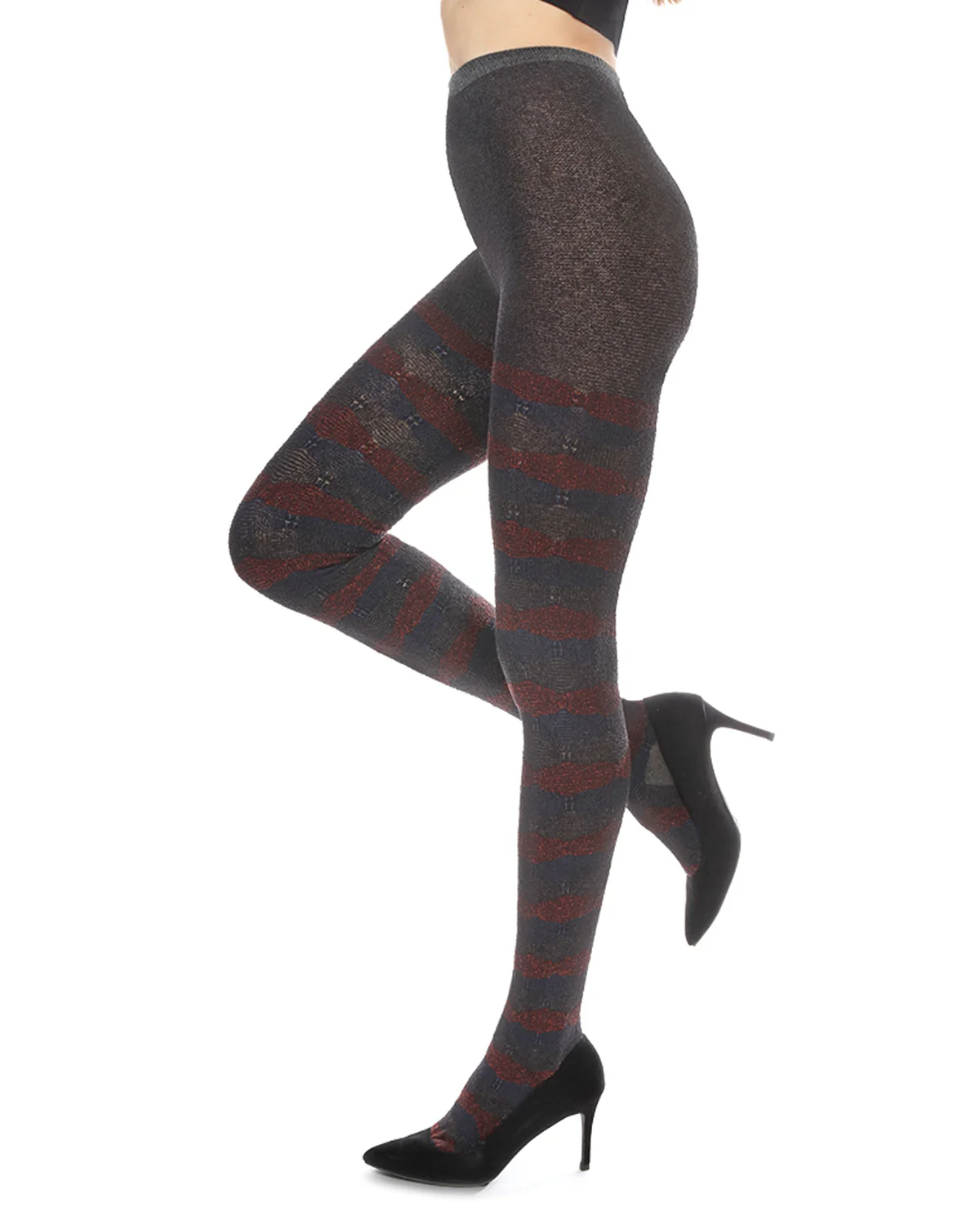 Women's Zig Zag Band Cotton Blend Warm Sweater Tights – Image 7